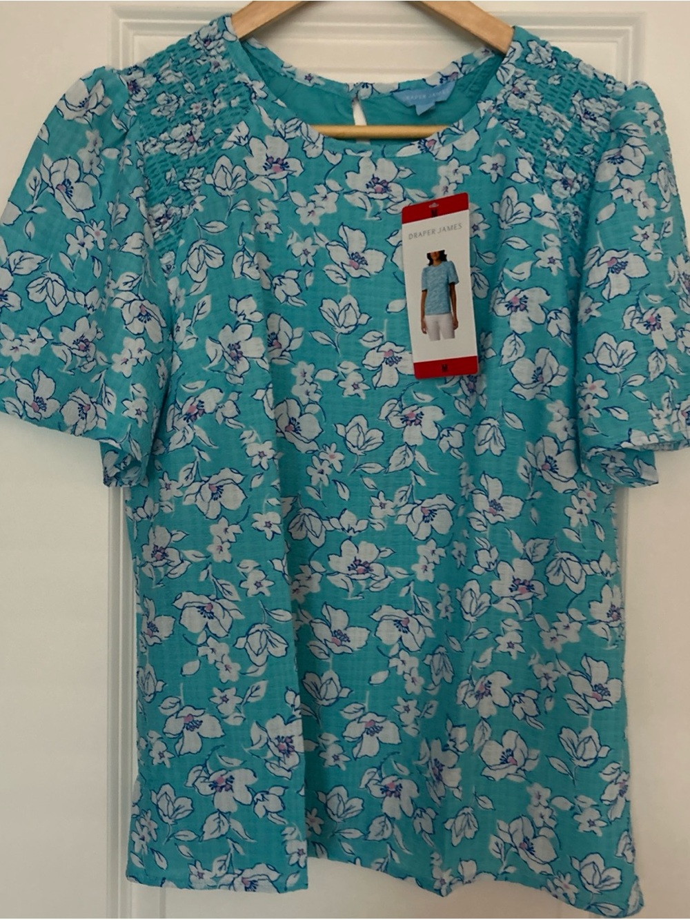 Draper James Women's Flutter Sleeve Blouse Blue Medium New
